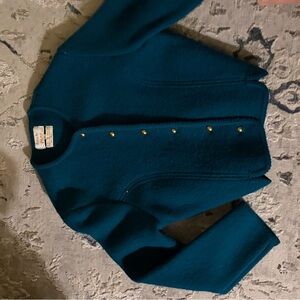 Teal Cardigan with Gold Buttons